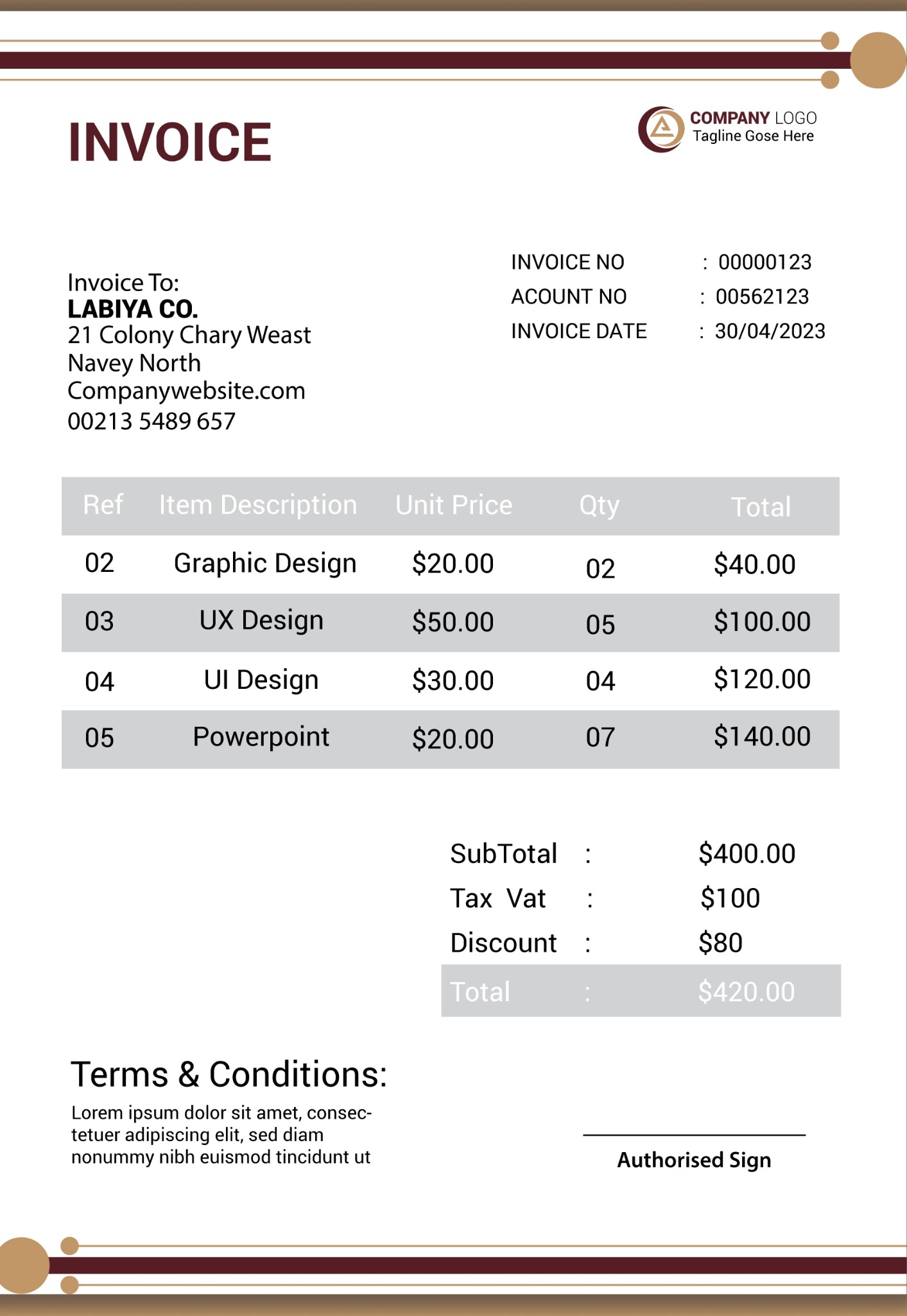 Executive Luxe Invoice